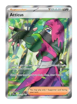 Pokemon TCG Atticus Trainer Prismatic Evolutions Ultra Rare Card 133/131 - Image 1