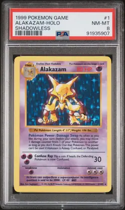 Alakazam 1/102 Shadowless Base Set PSA 8 Vintage Holo Pokemon Card NEW CERT - Image 1