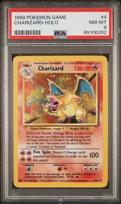 Charizard 4/102 PSA 8 Base Set Unlimited Vintage Holo Pokemon Card NEW CERT - Image 1