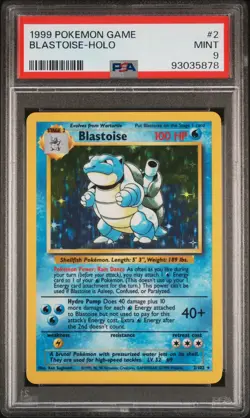 Blastoise 2/102 PSA 9 Base Set Unlimited Vintage Holo Pokemon Card NEW CERT - Image 1