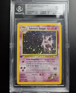 BGS 9 MINT Sabrina’s Gengar 14/132 1st Edition Gym Heroes Holo Pokemon Card - Image 1