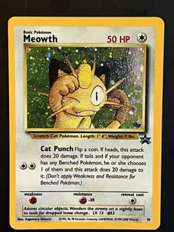 Pokemon TCG Meowth Black Star Promo Holo Rare Card 10 - Image 1