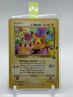 Birthday Pikachu 24 Holo Black Star Celebrations Promo Pokemon Card NM - Mint - Image 1