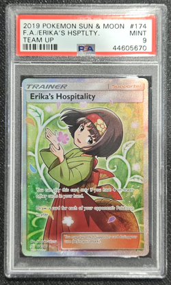 2019 Pokemon Sun & Moon Team Up Erika's Hospitality Full Art PSA 9 - Image 1