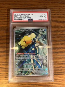 PSA 10 Misty's Psyduck Illustration Rare #193 2025 Pokemon SV Destined Rivals - Image 1