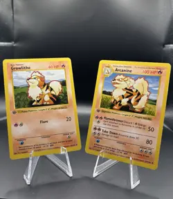 Arcanine & Growlithe - 23/102 & 28/102 - Pokemon Base Set Shadowless 1st Edition - Image 1