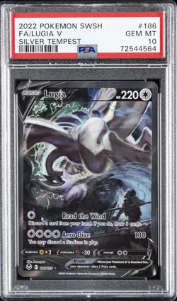 2022 POKEMON SWORD & SHIELD SILVER TEMPEST #186 FULL ART/LUGIA V PSA 10 - Image 1
