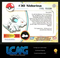 Topps TV Animation Edition Pokemon - Chrome Nidorina #30 L9D - Image 2