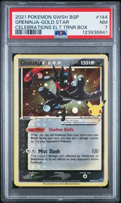 Greninja Gold Star 2021 Pokemon SWSH144 Celebrations PSA 7 NM - Image 1
