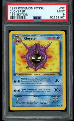 1999 Pokemon Fossil Unlimited 1st Edition Cloyster #32 32/62 PSA 9 Fresh Grade! - Image 1