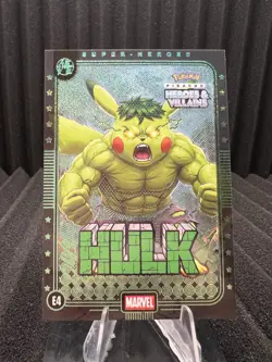 Hulk (Pikachu) #E4 - Green Holo - Heros & Villains Flash Edition Pokemon - Image 1