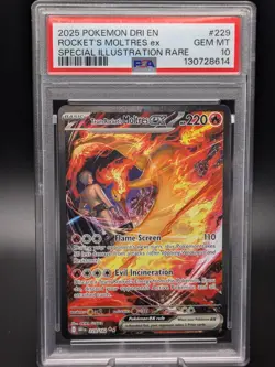 Team Rocket's Moltres ex SIR 229/182 Destined Rivals PSA 10 Gem Mint Pokemon - Image 1