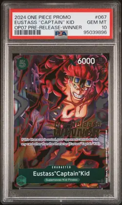 2024 One Piece Promo Eustass Captain Kid P-067 Pre Release Winner PSA 10 - Image 1