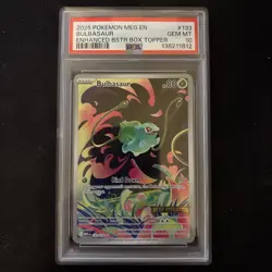 PSA 10 Bulbasaur 133/132 Stamped Box Topper Promo Pokemon Mega Evolution Base - Image 1