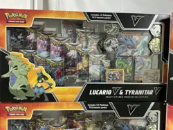 Pokemon TCG LUCARIO V & TYRANITAR V - Heavy Hitters Premium Collection Box - Image 4