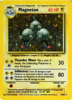Pokemon TCG Magneton Base Set 9/102 Holo Unlimited Holo Rare DMG - Image 1