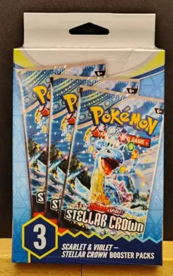 Pokemon TCG Scarlet And Violet Stellar Crown Booster Pack Of 3 ** NEW ** - Image 1