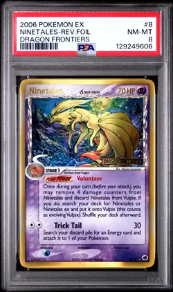 2006 POKEMON EX DRAGON FRONTIERS #8 NINETALES-REVERSE FOIL PSA 8 - Image 1