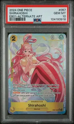 2024 ONE PIECE EB01-EXTRA BOOSTER -MEMORIAL COLL- #057 SHIRAHOSHI PSA 10 - Image 1