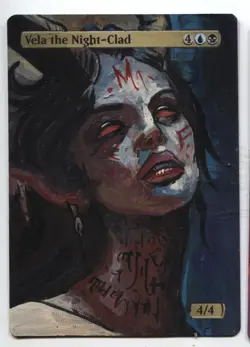 Vela the Night-Clad Altered Art Mtg Hand Painted Card Commander - Image 1