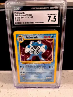 1999 Pokemon Poliwrath Base Set Holo Card #13/102 CGC 7.5 NM+ Vintage - Image 1