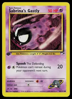 Pokemon Card - Sabrina's Gastly Gym Heroes 93/132 Common 1st Edition - Image 1