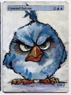 Coveted Falcon Altered Art Mtg Hand Painted Card Commander - Image 1