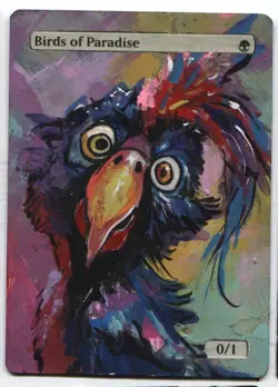 Birds of Paradise Altered Art Mtg Hand Painted Card Commander - Image 1