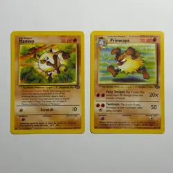 Pokemon TCG Mankey Primeape 2-Card Evolution Lot WOTC Vintage 1999 - Image 1