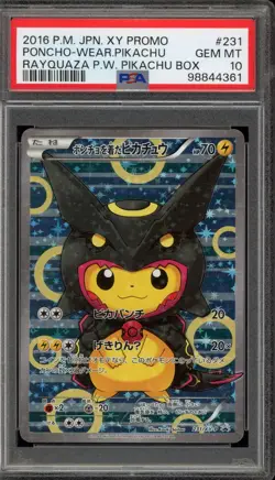 Pokemon Poncho-Wearing Pikachu Rayquaza Japanese Full Art Promo 231/XY-P PSA 10 - Image 1