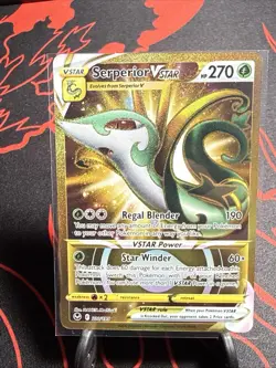 Pokemon TCG Serperior VSTAR 210/195 Silver Tempest Gold Secret Rare - Image 1
