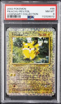 2002 POKEMON LEGENDARY COLLECTION #86 PIKACHU-REVERSE FOIL PSA 8 - Image 1