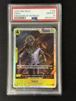 SANJI OP04-104 One Piece CCG SR Super RARE PSA 10 Gem Mint Kingdoms of Intrigue - Image 1