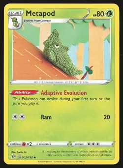 SWSH02: Rebel Clash Metapod #002/192 Uncommon Pokemon Card - Image 1