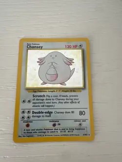 Pokemon TCG: Chansey Holo Rare Card 3/102 Base Set Unlimited VTG WOTC LP - Image 1