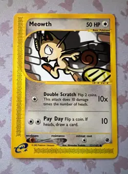 Meowth 121/165 - Expedition E-Reader Vintage WoTC 2002 Pokemon Card LP - Image 1
