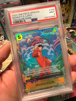 Monkey D. Luffy PSA 9 One Piece English Card OP07-109 2024 Treasure Rare - Image 1
