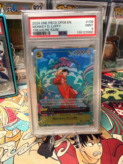 Monkey D. Luffy PSA 9 One Piece English Card OP07-109 2024 Treasure Rare - Image 2