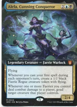 MTG: Wilds of Eldraine Commander: Extended Art Alela, Cunning Conqueror: LP Con - Image 1