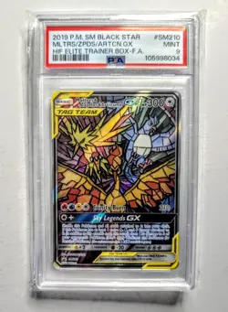 Pokemon Moltres Zapdos Articuno GX Hidden Fates Black Star Promo SM210 PSA 9 - Image 1