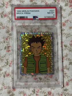 PSA 8 NM/MT 1999 MERLIN POKEMON S27 BROCK-PRISM - Image 1