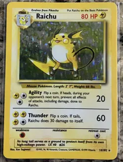 Pokemon TCG Raichu 14/102 Base Set Holo - Image 2