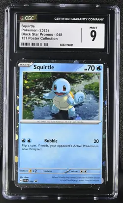 SQUIRTLE Pokemon 151 Poster Collection Black Star Cosmos Holo #048 CGC 9 MINT - Image 1