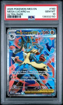 2025 POKEMON MEG EN-MEGA EVOLUTION #160 MEGA LUCARIO ex PSA 10 (150 - Image 1