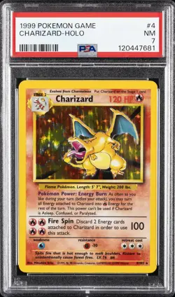 1999 POKEMON GAME #4 CHARIZARD-HOLO PSA 7 - Image 1
