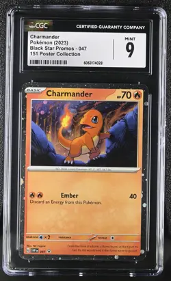 CHARMANDER Pokemon 151 Poster Collection Black Star Cosmos Holo #047 CGC 9 MINT - Image 1