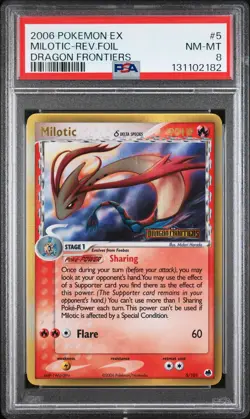 2006 POKEMON EX DRAGON FRONTIERS #5 MILOTIC-REVERSE FOIL PSA 8 - Image 1