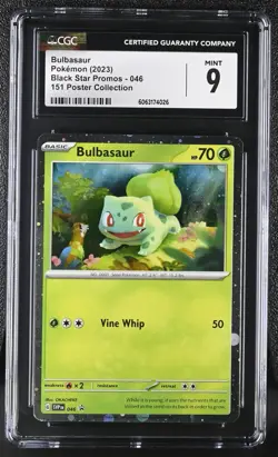 BULBASAUR Pokemon 151 Poster Collection Black Star Cosmos Holo #046 CGC 9 MINT - Image 1