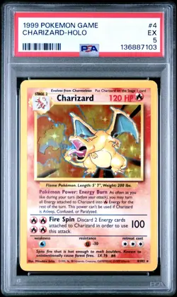1999 Pokemon Game Charizard Holo 4/102 PSA 5 (103 - Image 1