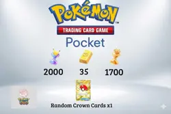 [FAST] TCG Pokemon Pocket Account - 2000+ Pack Hourglass - 35 Poke Gold 1x Crown - Image 1